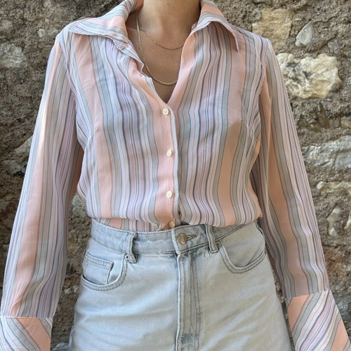 Promod striped blouse with flared sleeves, 100% viscose, size L