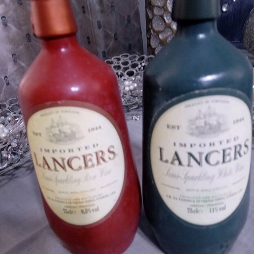 Lancers 2002 wine bottles new, semi sparkling white and rose