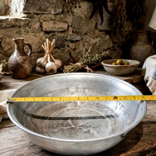 Collectible aluminum military basin Piraeus No 38 used, vintage