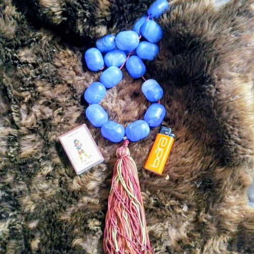 Handmade Worry Beads with Large Blue Beads New