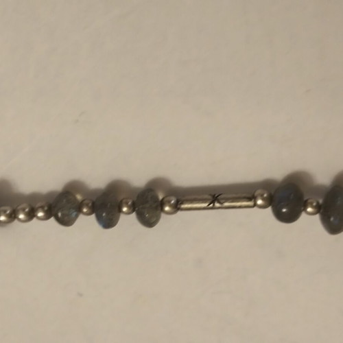 Handmade necklace with labradorite and silver elements, 43 cm