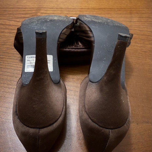 Satin brown bag with gift sandals size 39 like new
