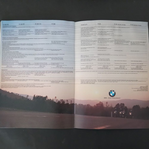 BMW 1981 motorcycle brochure used, models R100RS, R80GS