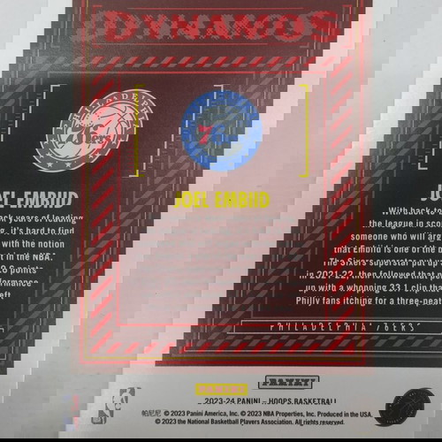 2023-24 Panini-NBA Hoops Basketball Joel Embiid Dynamos #15