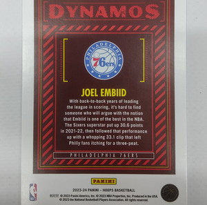 2023-24 Panini-NBA Hoops Basketball Joel Embiid Dynamos #15