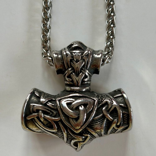 Viking War Hammer Pendant 316L Stainless Steel with 60 cm Chain, New