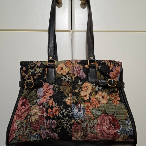 Floral Tapestry Tote Handbag used, multicolor, 33x22x10cm