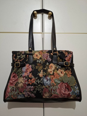 Floral Tapestry Tote Handbag used, multicolor, 33x22x10cm