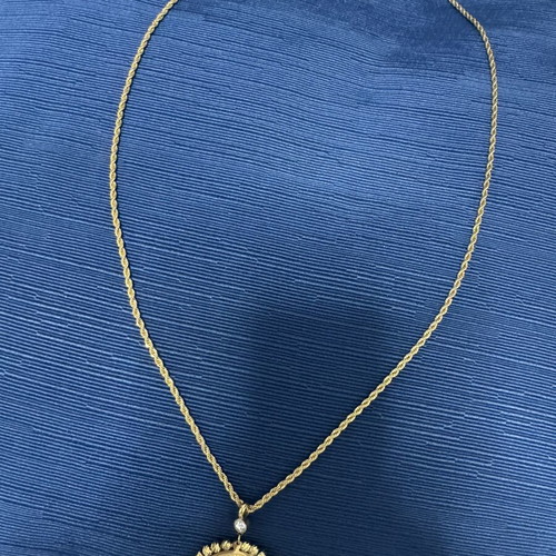 VG Styline gold-tone rosary-style necklace with double-sided round pendant
