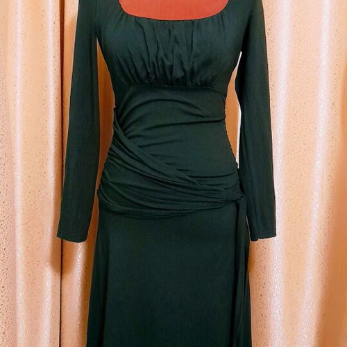 Open long-sleeve midi dress petrol like new, size S