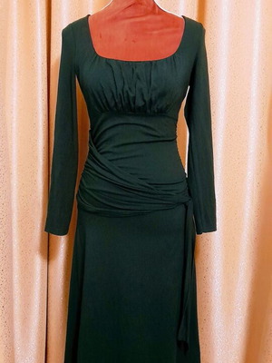Open long-sleeve midi dress petrol like new, size S