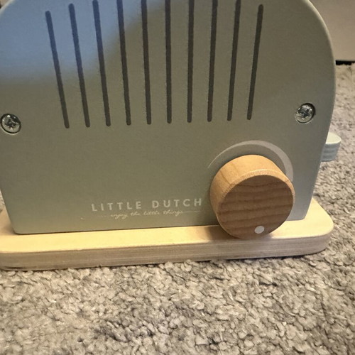 Little Dutch wooden toaster with two wooden bread slices