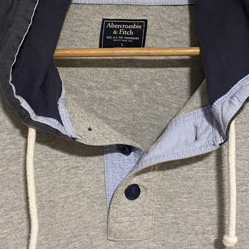 Abercrombie & Fitch hoodie like new, cotton, gray and blue, size L