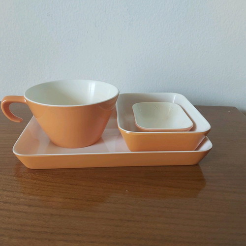 Olympic Airways serving set used, orange color