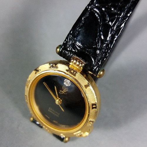 Leonard Genuine Diamond Vintage Gold-tone Quartz Women's Watch used