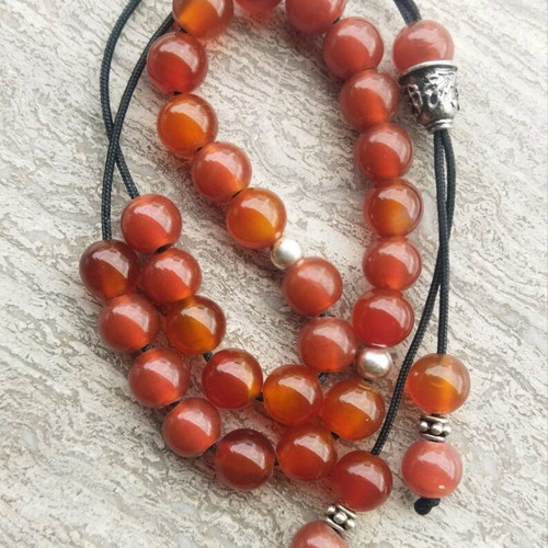 Worry beads handmade from red agate new with 33 beads