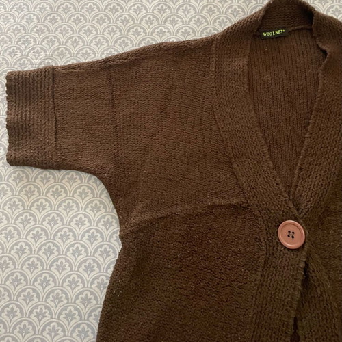 Woolnet short-sleeve cardigan like new, dark brown