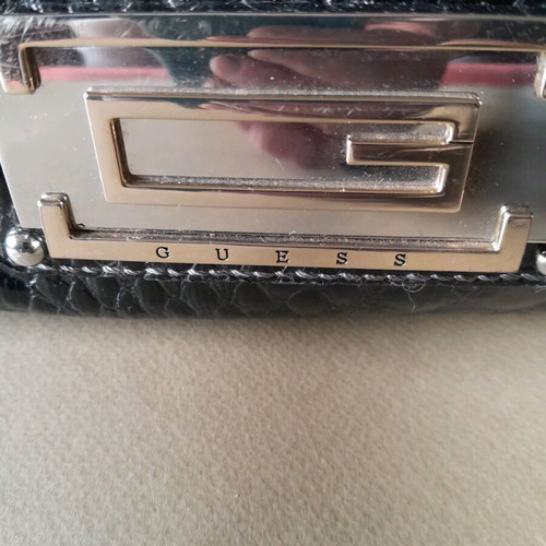 Guess bag patent leather with croc pattern like new, black