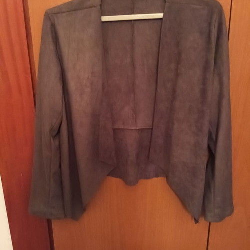 Short mouton jacket gray like new with asymmetric hem