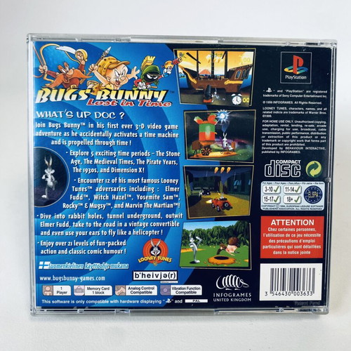 Bugs Bunny Lost in Time PlayStation 1 PS1 game like new, complete English