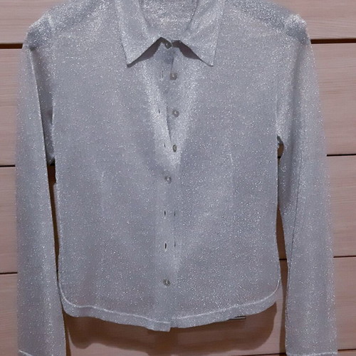 Glamour shirt On Line silver pearly, like new, medium/large