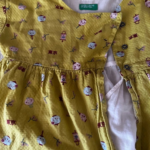 Benetton children's dress like new, multicolored yellow, ages 3-4