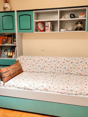 Large bookshelf composition with double sofa bed, like new