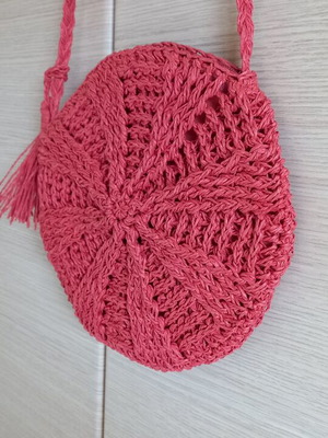 Boho τσαντάκι από ψάθα σαν καινούργιο, κόκκινο