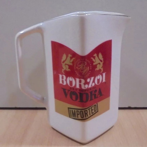 Borzoi Vodka old promotional ceramic jug used