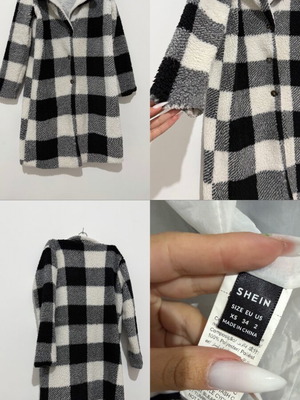 Shein women's coat used, black and gray, size XS