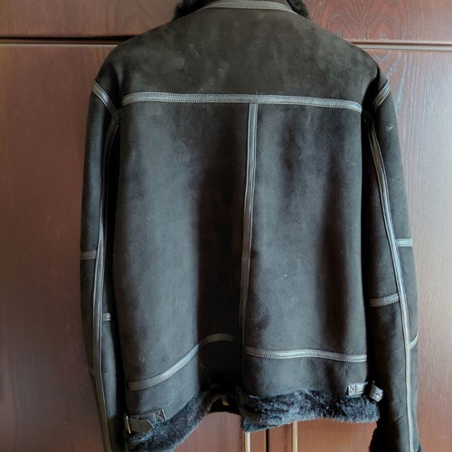 Mouton jacket like new, black, XL, handmade leather
