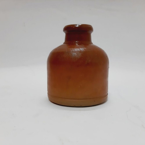 Vintage glazed pottery bottle 10 cm like new, rustic decor