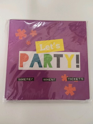 Party invitations new in purple color with letters