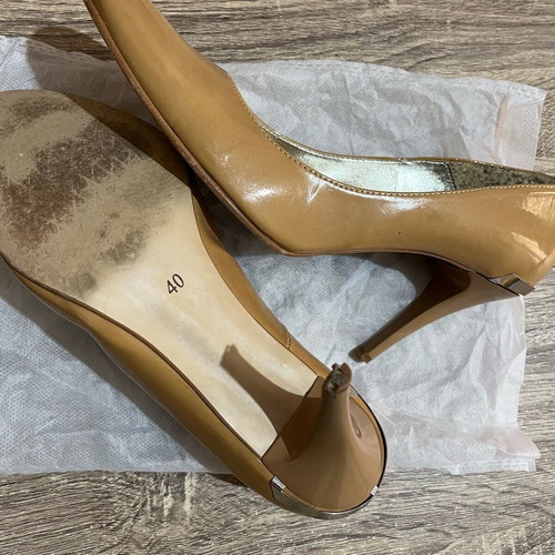 Stefania heels used, beige with silver detail, 8cm heel, size 40