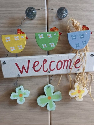 Wooden welcome door decoration like new