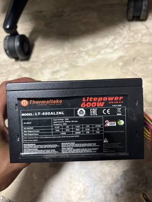 Thermaltake Litepower 600W power supply used, model LT-600AL2NL