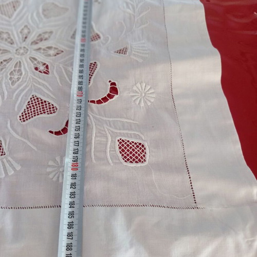 White Tablecloth with Rich Cutwork Embroidery 200x191 cm 100% Cotton like new