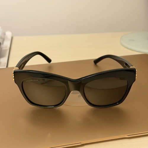 Balenciaga sunglasses used, model BB0132S, black and gold