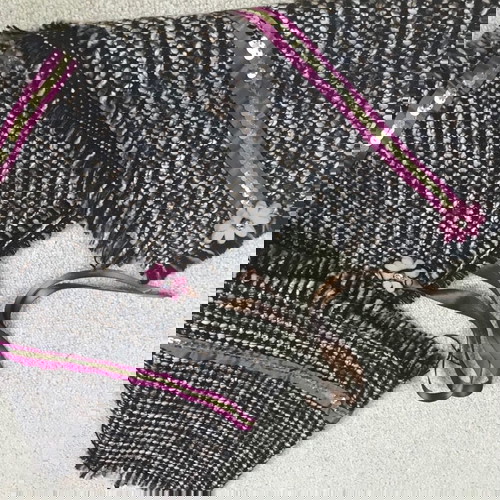 Κασκόλ χειροποίητο με λεπτομέρειες κατόπιν παραγγελίας, καφέ και ροζ