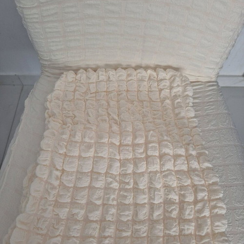 Elastic chair covers set, 6 pieces, boucle fabric