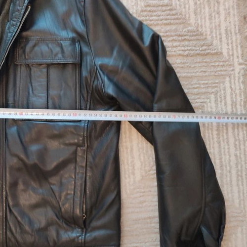 X-SOMA Real Leather Jacket used, size L-XL, black with removable hood