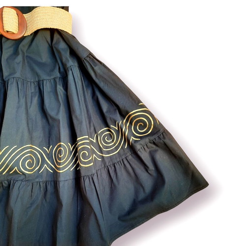 Dress midi hand-painted L-XL new with belt