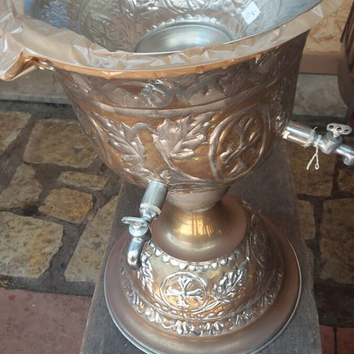 Small Holy Water Font like new with two taps, height 78 cm, diameter 35 cm