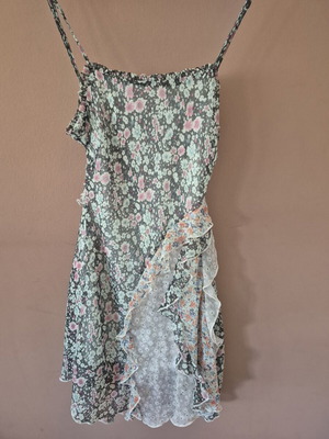 Floral short dress beige-brown like new XS-S