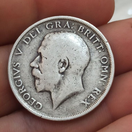 England 1/2 Crown 1918 silver coin .925