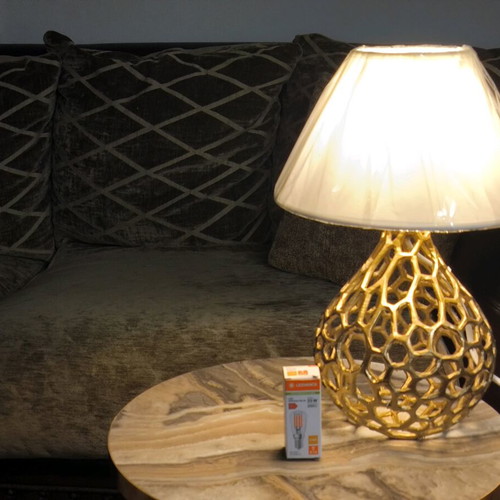 Table lamp like new, gold with white shade
