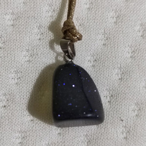 Blue goldstone pendant necklace