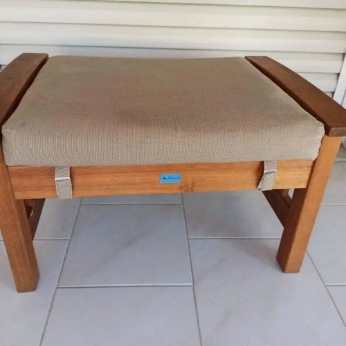 Large wooden stool with fabric like new