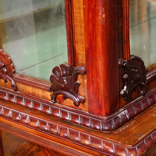 Display cabinet used solid carved wood with lion feet