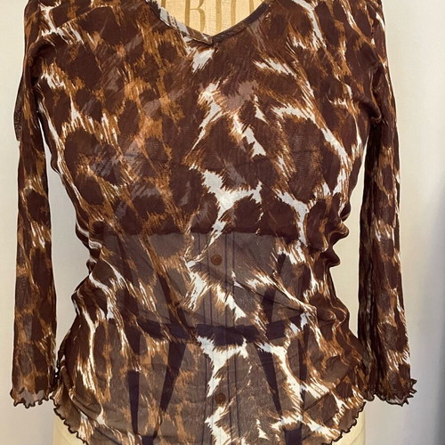 See through leopard blouse used, sizes M and L
